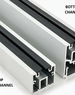 27608 - BOTTOM U CHANNEL WITH SETTING BLOCK , 120" ALUMINUM SIDELITE RAIL , NARROW WIDTH DEEP CHANNEL, STORE FRONT