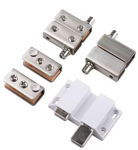 18008 Stainless Steel Upper and Lower Clamp Glass Door Hinge Display Cabinet Spring Magnetic Touch One-touch Double-touch Clamp